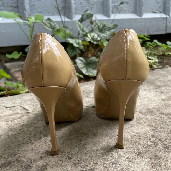 YSL  Saint Laurent Tribtoo Taupe Leather Pumps, size 37.5 - Picture 9 of 16